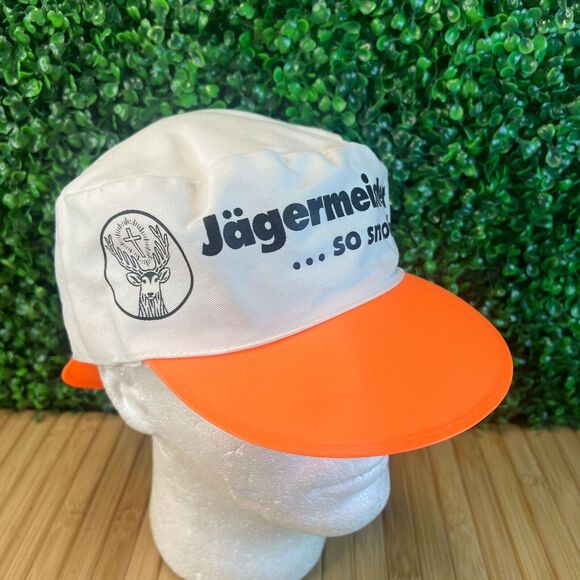 Vtg Jagermeister So Smooth Double Bill Painters Hat Cap 1990s Stretch Fit NOS - Picture 4 of 7
